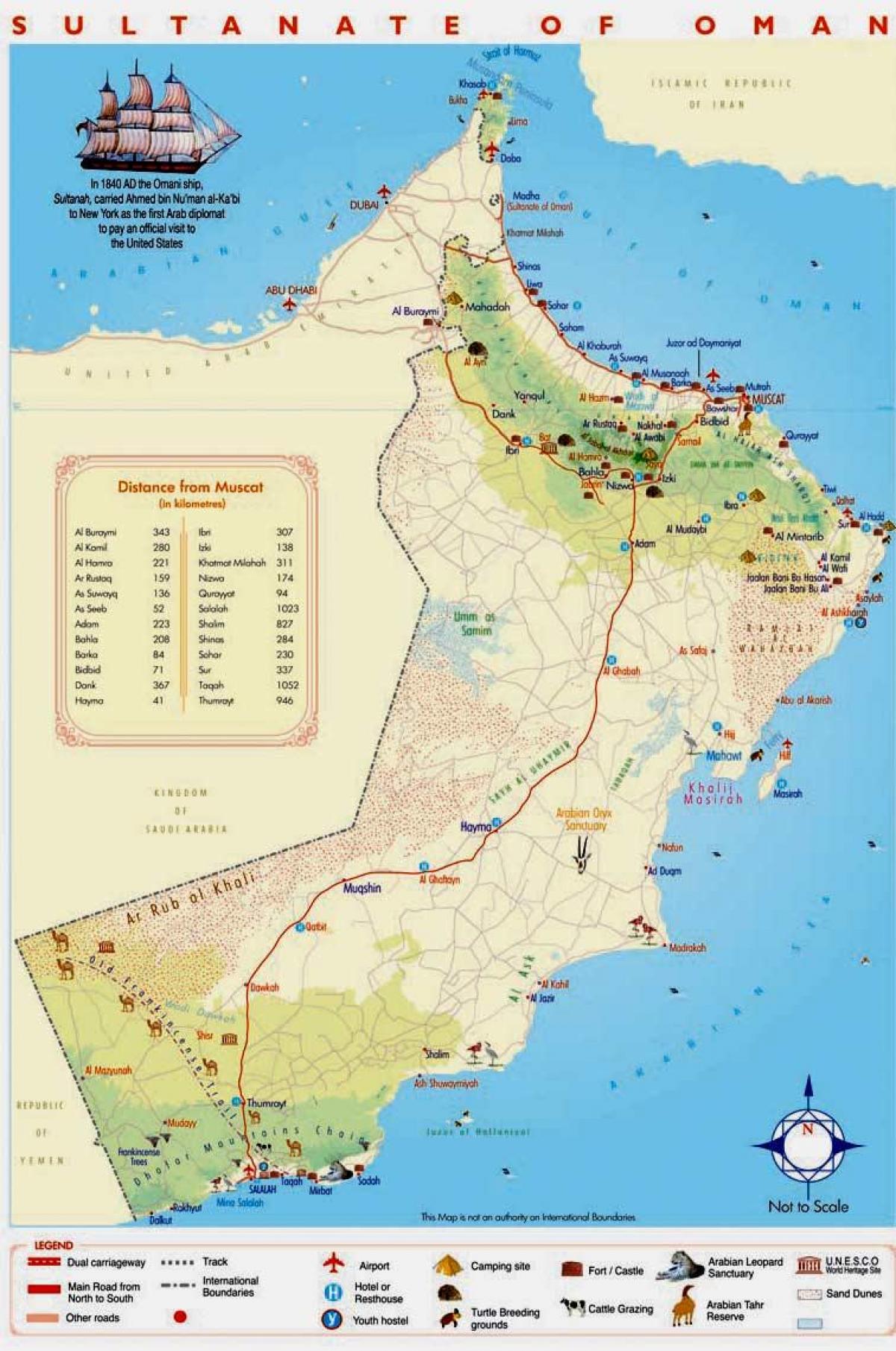 Oman attracties kaart