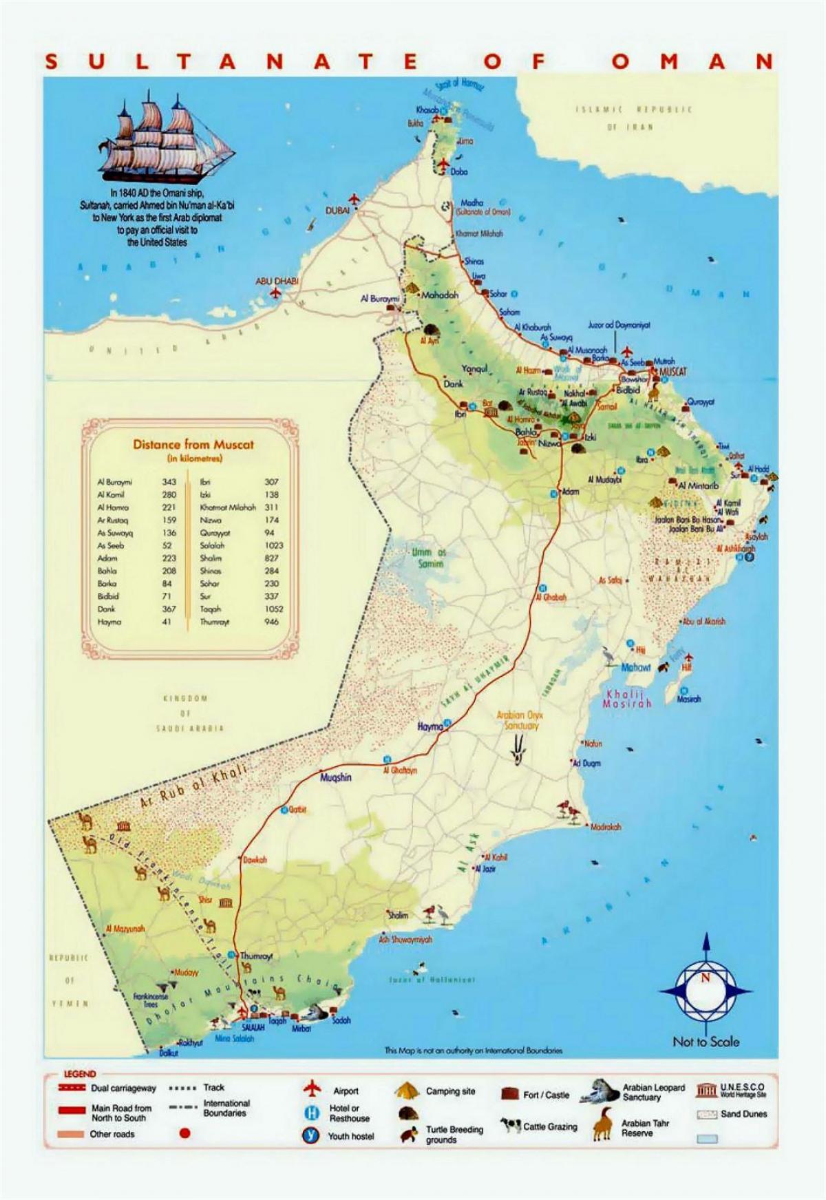 Oman toeristische kaart plaatsen