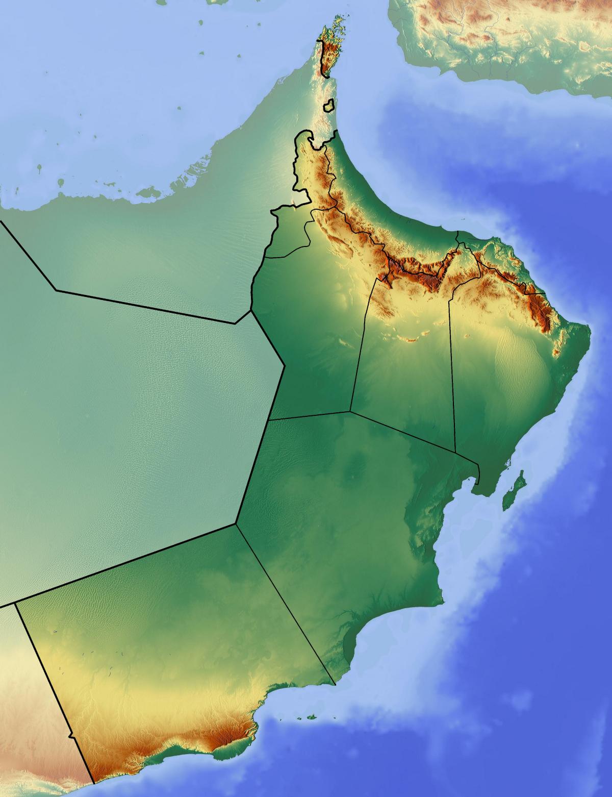 kaart van Oman topografische