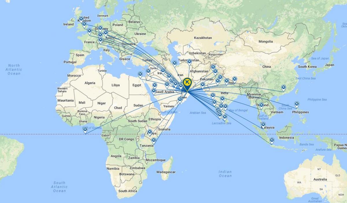 Oman air vlucht route kaart