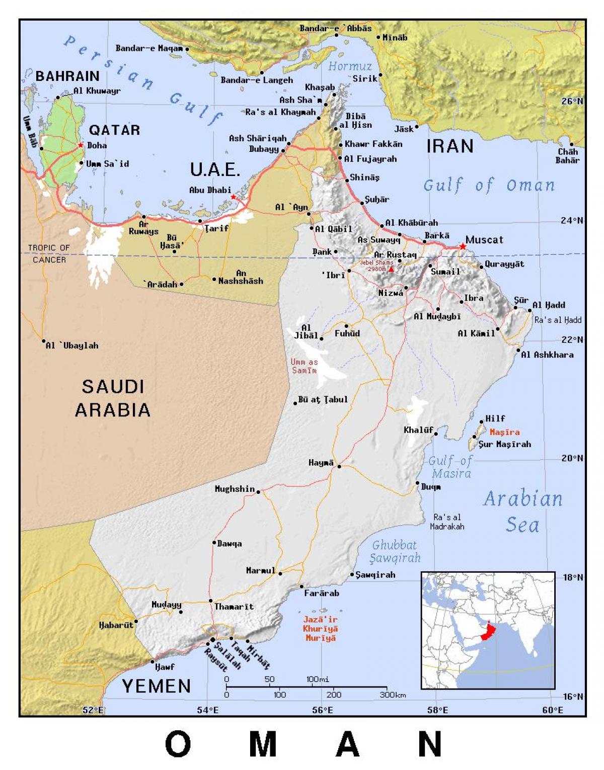 kaart van Oman politieke