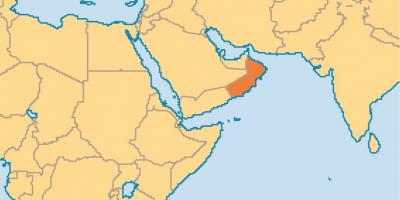 Oman kaart in de kaart van de wereld